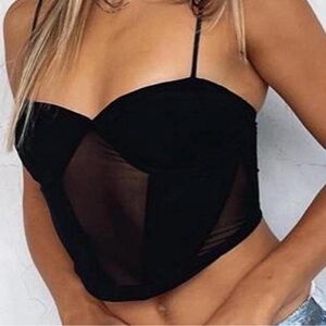White Fox Boutique Black Sheer Crop Top